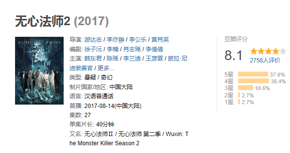 流水的女主铁打的岳绮罗，8.1分《无心法师2》还是现象级网剧吗？