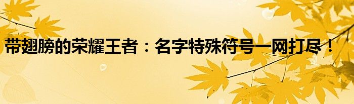 带翅膀的荣耀王者：名字特殊符号一网打尽！