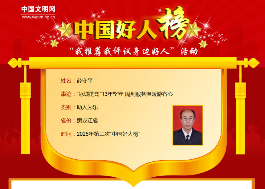 【喜报】黑龙江省张道廷等7人荣登2025年第二次“中国好人榜”