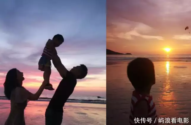 王雷晒全家福旅游照，与李小萌四目对视秀恩爱，2岁儿子瘦了高了