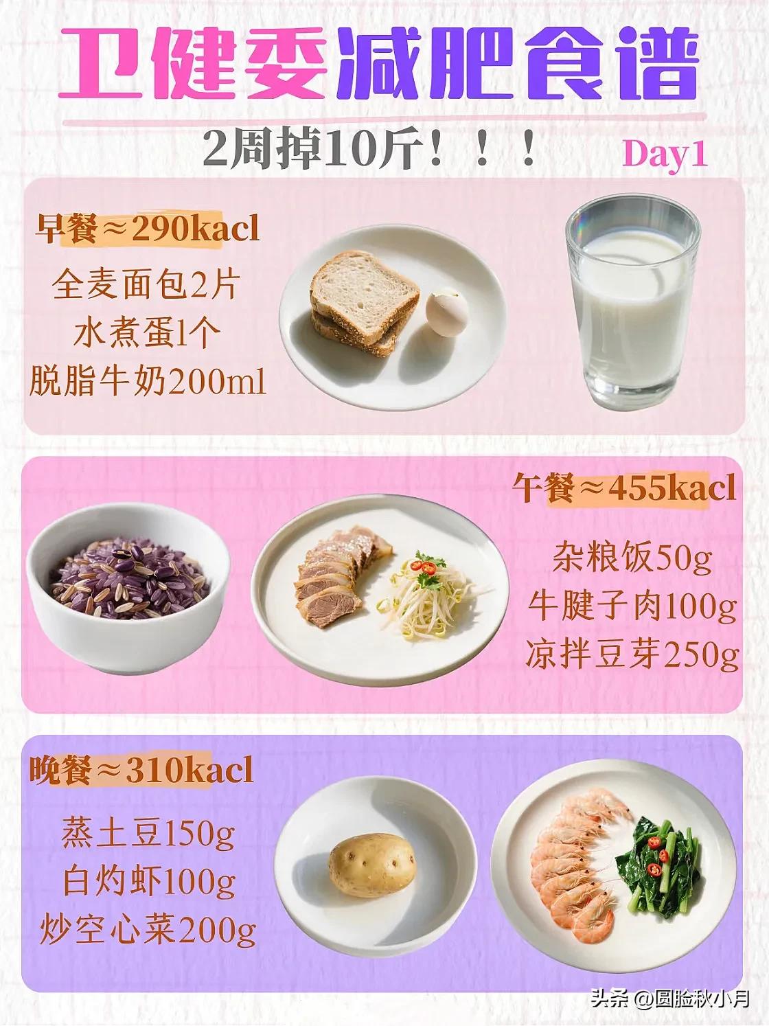 卫健委减肥食谱，全程吃得饱，还能掉秤，2周掉10斤！