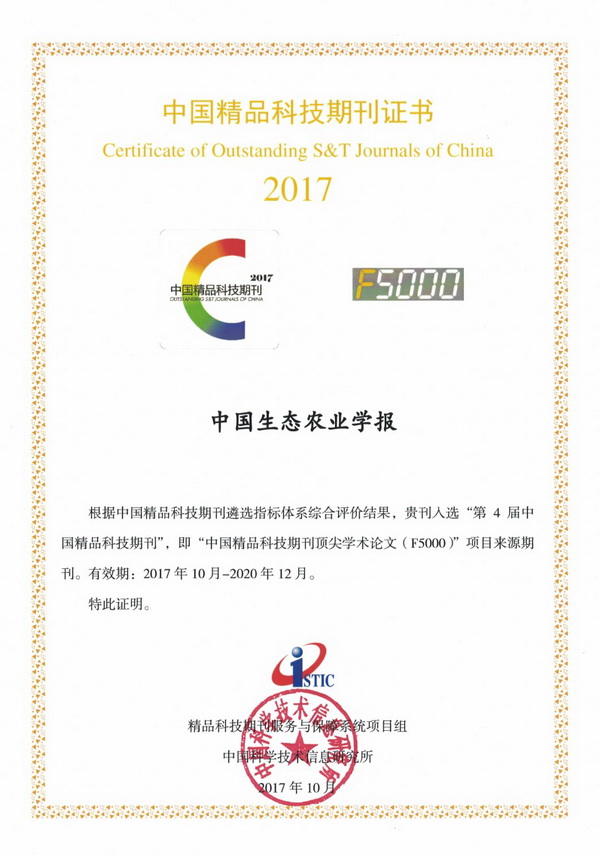 农业资源研究中心《中国生态农业学报》出版质量获评“优秀”