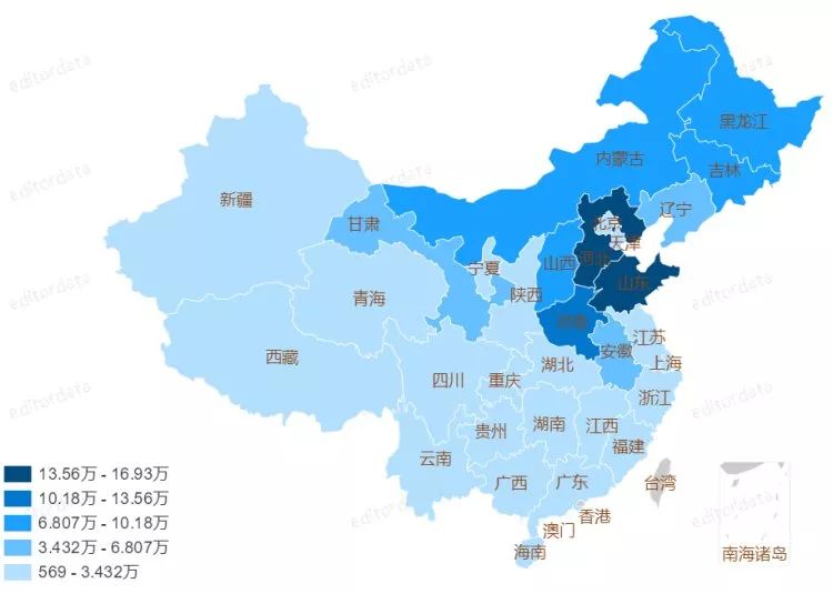 2019年玉米收获机关注度地区分布