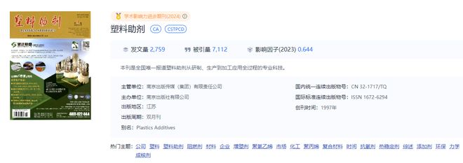 《塑料助剂》投稿指南，科技核心，征集塑料助剂合成、应用等文章