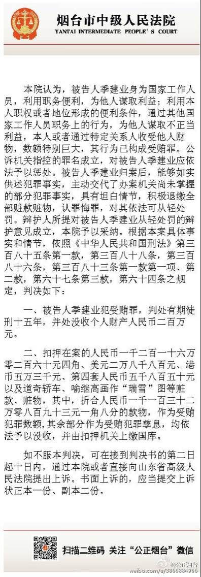 起底季建业“非典型”受贿