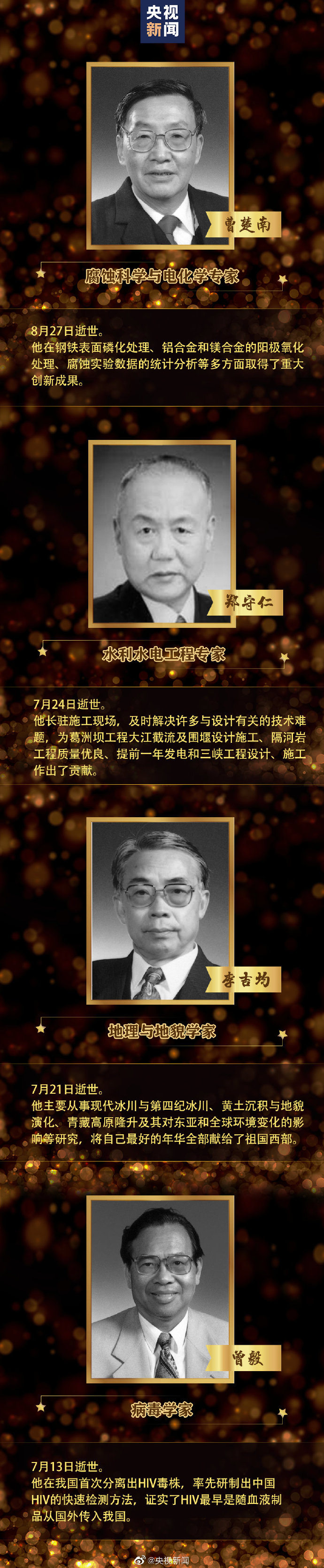 今年我国已痛失37位院士