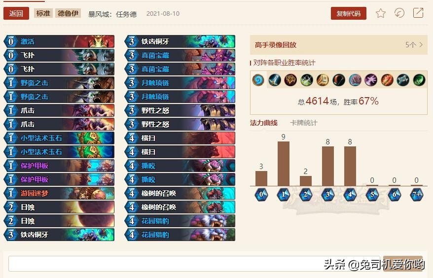 炉石线上赛术士被ban，双职业卡组怎么选？德鲁伊加猎人就行