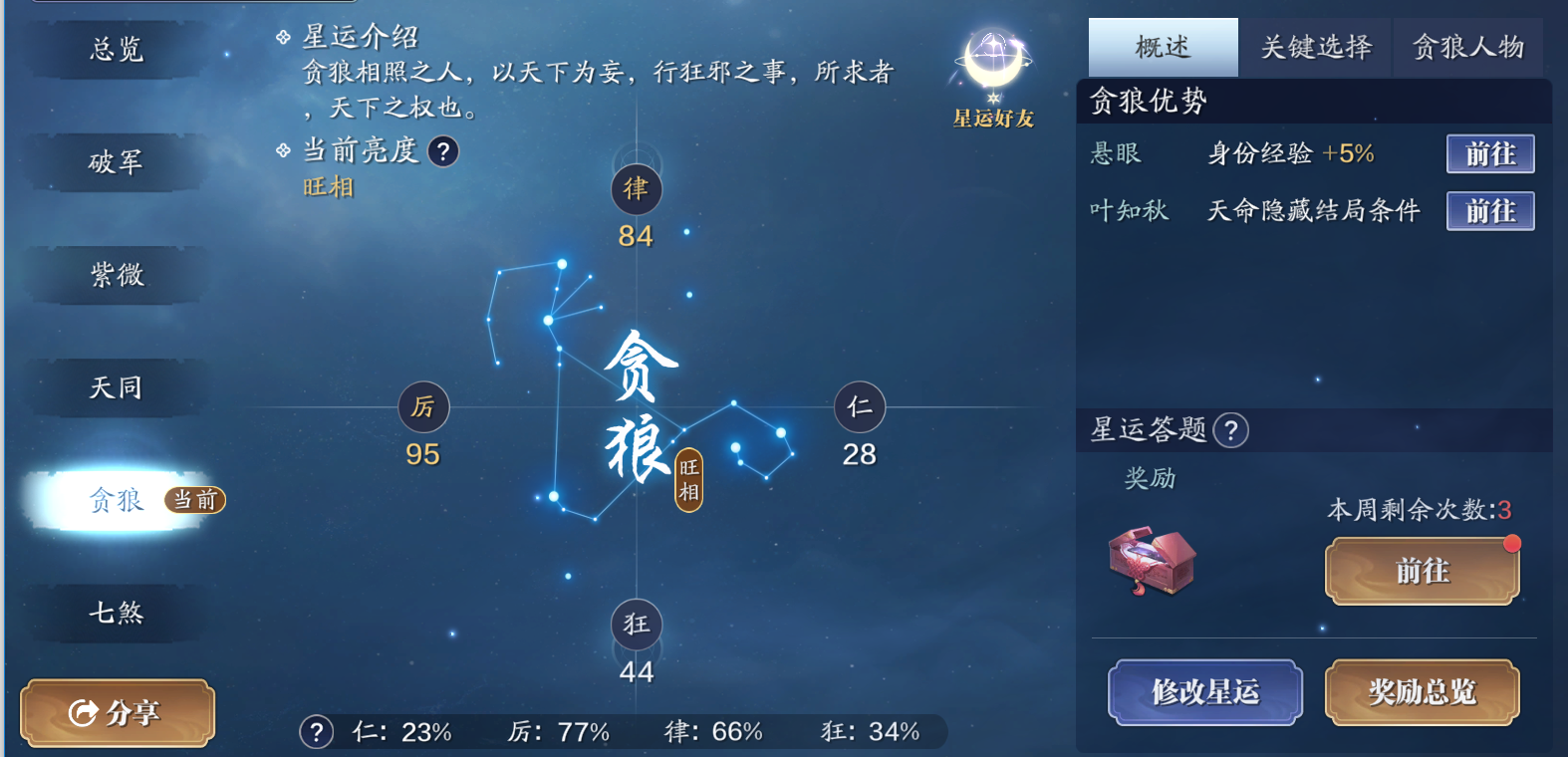 天涯明月刀高效提升身份等级，当前版本星运选择