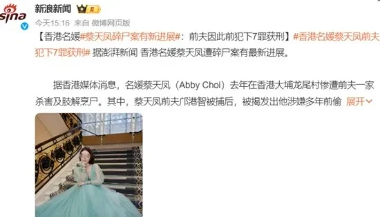 香港名媛凶杀案有新进展 前夫因此前犯下7罪获刑