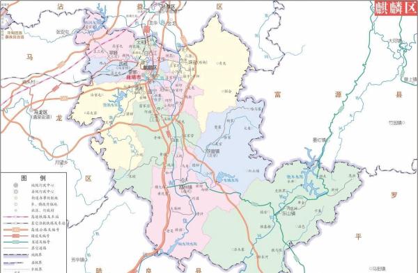 曲靖市2023年版高清行政图（含麒麟区/沾益区/马龙区/富源县/罗平县/师宗县/陆良县/会泽县/宣威市9个县区）