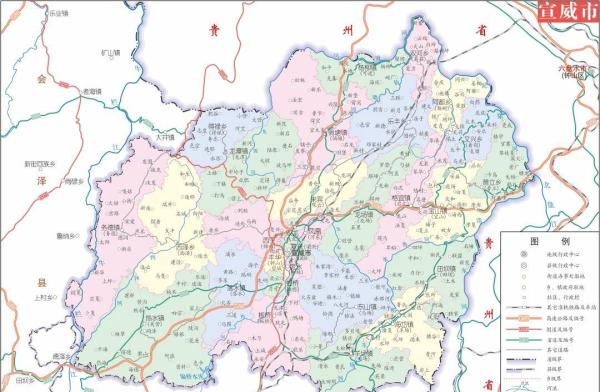 曲靖市2023年版高清行政图（含麒麟区/沾益区/马龙区/富源县/罗平县/师宗县/陆良县/会泽县/宣威市9个县区）