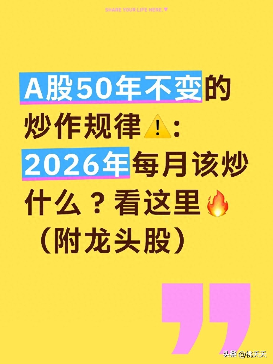 A股50年不变的炒作规律:2026年每月该炒什么？看这里（附龙头股）