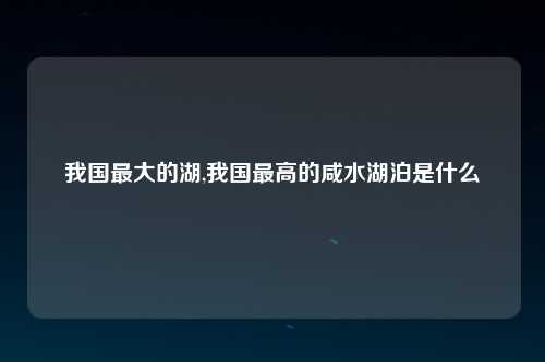 我国最大的湖,我国最高的咸水湖泊是什么