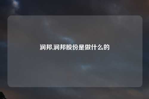 润邦,润邦股份是做什么的