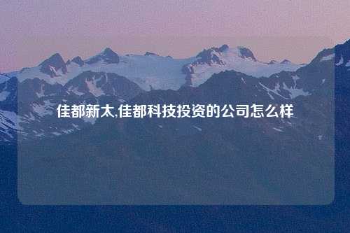 佳都新太,佳都科技投资的公司怎么样