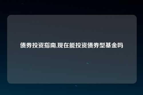 债券投资指南,现在能投资债券型基金吗