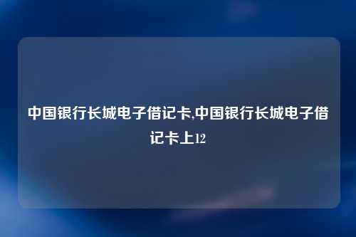 中国银行长城电子借记卡,中国银行长城电子借记卡上12