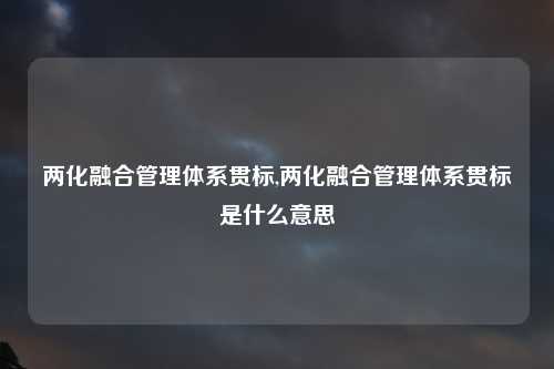 两化融合管理体系贯标,两化融合管理体系贯标是什么意思