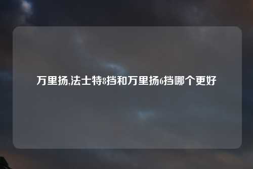 万里扬,法士特8挡和万里扬6挡哪个更好