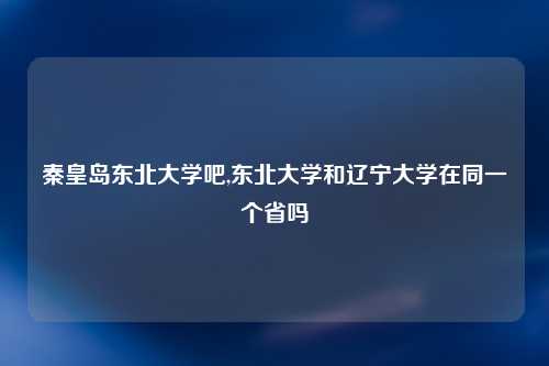 秦皇岛东北大学吧,东北大学和辽宁大学在同一个省吗