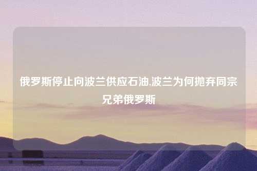 俄罗斯停止向波兰供应石油,波兰为何抛弃同宗兄弟俄罗斯