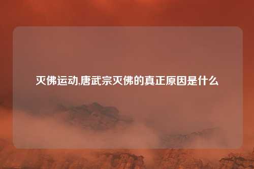 灭佛运动,唐武宗灭佛的真正原因是什么
