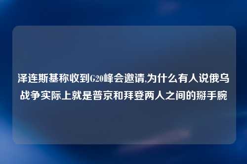 泽连斯基称收到G20峰会邀请,为什么有人说俄乌战争实际上就是普京和拜登两人之间的掰手腕