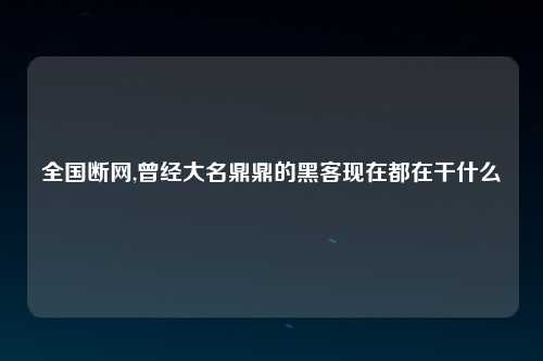 全国断网,曾经大名鼎鼎的黑客现在都在干什么