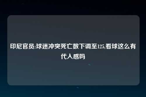 印尼官员:球迷冲突死亡数下调至125,看球这么有代入感吗