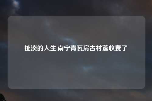 扯淡的人生,南宁青瓦房古村落收费了