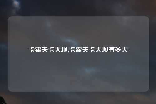 卡霍夫卡大坝,卡霍夫卡大坝有多大