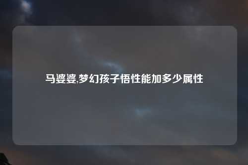 马婆婆,梦幻孩子悟性能加多少属性