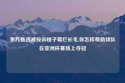 东方甄选被投诉桃子霉烂长毛,你怎样帮助球队在亚洲杯赛场上夺冠