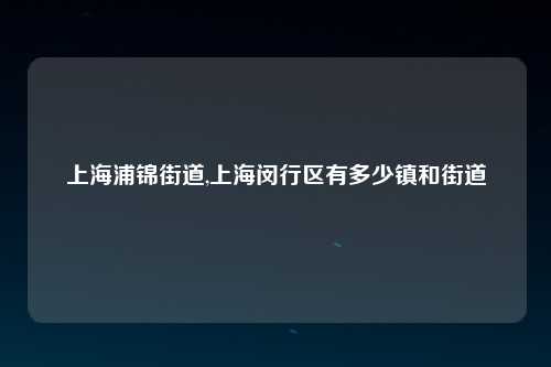 上海浦锦街道,上海闵行区有多少镇和街道