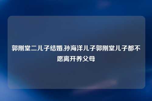 郭刚堂二儿子结婚,孙海洋儿子郭刚堂儿子都不愿离开养父母