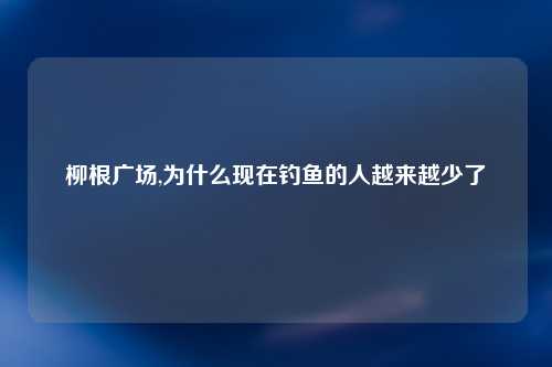 柳根广场,为什么现在钓鱼的人越来越少了