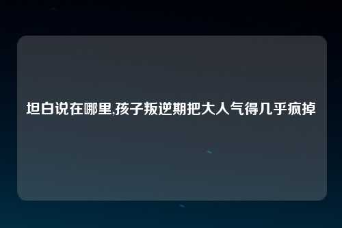 坦白说在哪里,孩子叛逆期把大人气得几乎疯掉