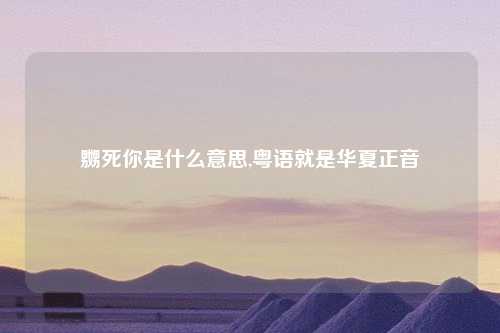 嬲死你是什么意思,粤语就是华夏正音