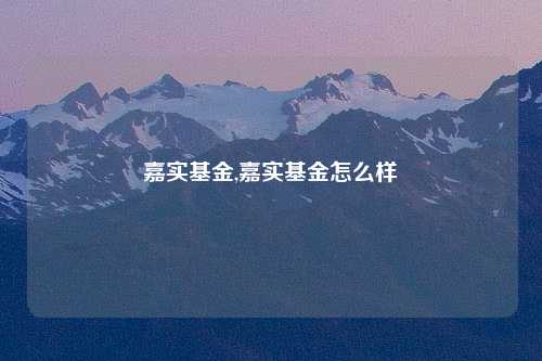 嘉实基金,嘉实基金怎么样