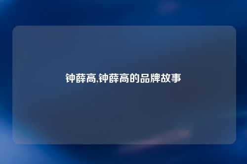 钟薛高,钟薛高的品牌故事