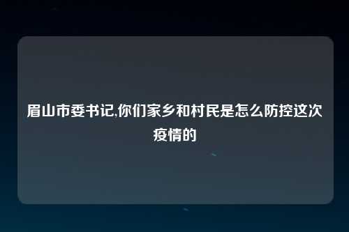 眉山市委书记,你们家乡和村民是怎么防控这次疫情的