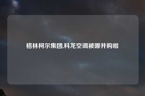 格林柯尔集团,科龙空调被哪并购啦