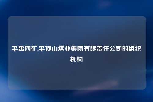 平禹四矿,平顶山煤业集团有限责任公司的组织机构