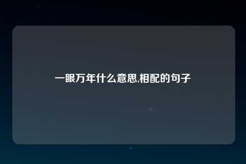 一眼万年什么意思,相配的句子