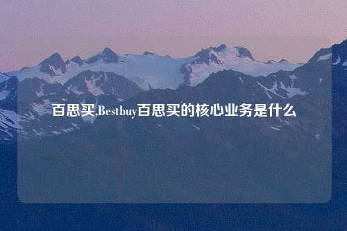 百思买,Bestbuy百思买的核心业务是什么