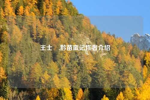 王士禛,黔苗蛮记作者介绍
