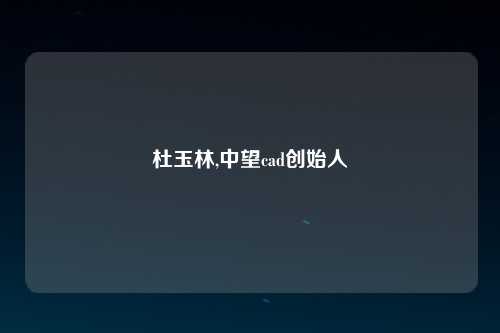 杜玉林,中望cad创始人