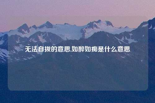无法自拔的意思,如醉如痴是什么意思