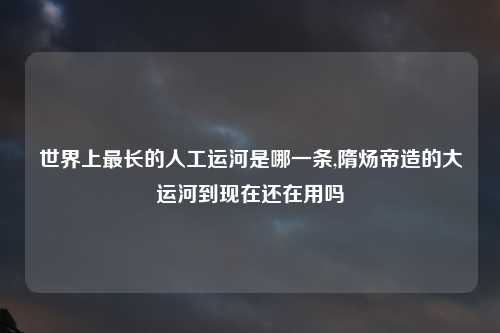 世界上最长的人工运河是哪一条,隋炀帝造的大运河到现在还在用吗