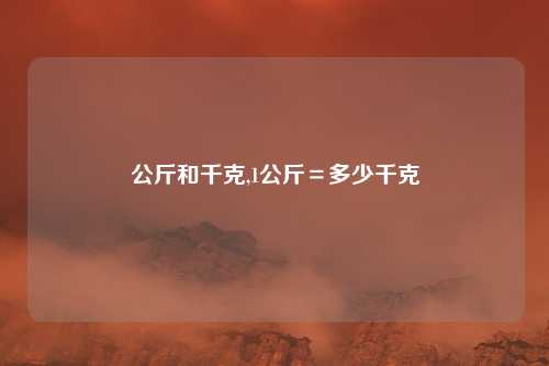 公斤和千克,1公斤＝多少千克